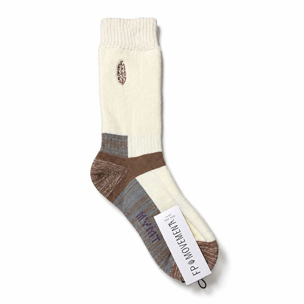 Free People FP Movement Tube Socks Logo Crew Ivory Brown Gray NWT One Size